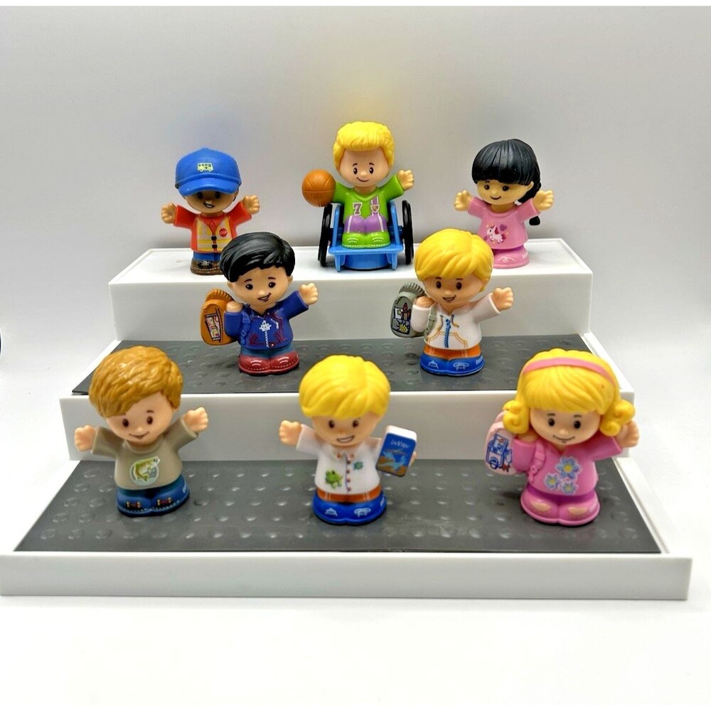 Fisher Price Little People Lot of 8 Figures - School Kids + 1 Bus/Crossing Guard